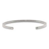 Chisel Stainless Steel Polished and Enameled Bangle with Crystal Love 3mm Cuff view 2