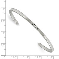 Chisel Stainless Steel Polished and Enameled Bangle with Crystal Love 3mm Cuff view 3