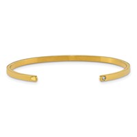 Chisel Stainless Steel Polished and Enameled Yellow IP-plated Bangle with Crystal Love You to the Moon and Back 3mm Cuff view 2