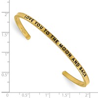 Chisel Stainless Steel Polished and Enameled Yellow IP-plated Bangle with Crystal Love You to the Moon and Back 3mm Cuff view 3