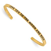 Chisel Stainless Steel Polished and Enameled Yellow IP-plated Bangle with Crystal Love You to the Moon and Back 3mm Cuff view 1