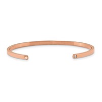 Chisel Stainless Steel Polished Rose IP-plated and Enamled Bangle with Crystal Xoxoxo 3mm Cuff view 2