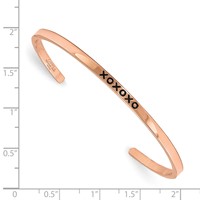 Chisel Stainless Steel Polished Rose IP-plated and Enamled Bangle with Crystal Xoxoxo 3mm Cuff view 3