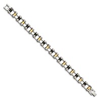 Chisel Stainless Steel Polished Yellow IP-plated Bracelet with Black Rubber, 8.75" view 3