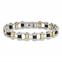 Chisel Stainless Steel Polished Yellow IP-plated Bracelet with Black Rubber, 8.75" view 4