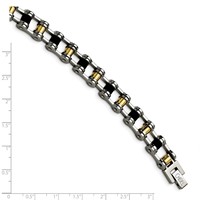 Chisel Stainless Steel Polished Yellow IP-plated Bracelet with Black Rubber, 8.75" view 5