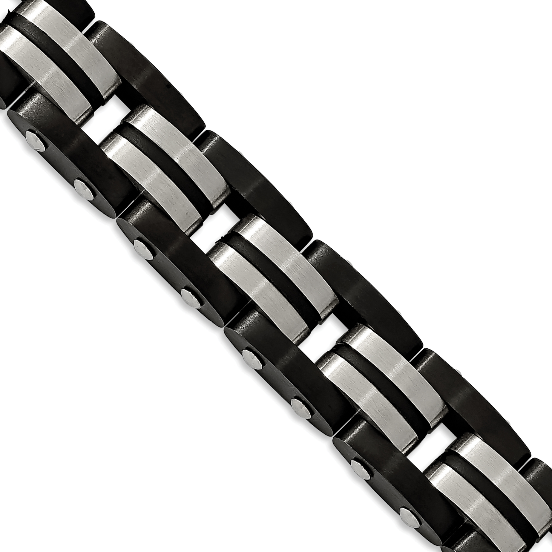 Chisel Stainless Steel Brushed with Black Rubber Inlay Black IP-plated  Edges 8.25 inch Bracelet | J.C.’s Jewelry