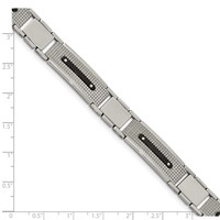 Stainless Steel Polished and Textured Black IP-plated Bracelet, 8.75" view 4