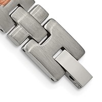 Chisel Stainless Steel Brushed and Textured Rose IP-plated Bracelet with CZ Link, 8.5" view 3