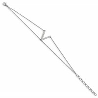 Stainless Steel Polished Bracelet with Preciosa Crystal MultiStrand with Ext., 2" view 2