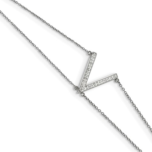 Stainless Steel Polished Bracelet with Preciosa Crystal MultiStrand with Ext., 2"