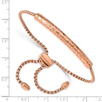 Chisel Stainless Steel Polished and Hammered Rose IP-plated Adjustable Bar Bracelet view 3