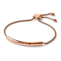 Chisel Stainless Steel Polished and Hammered Rose IP-plated Adjustable Bar Bracelet view 5
