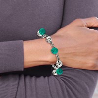 Stainless Steel Polished Bracelet with Imit.Turquoise Beads with Ext. 7in, 2" view 5