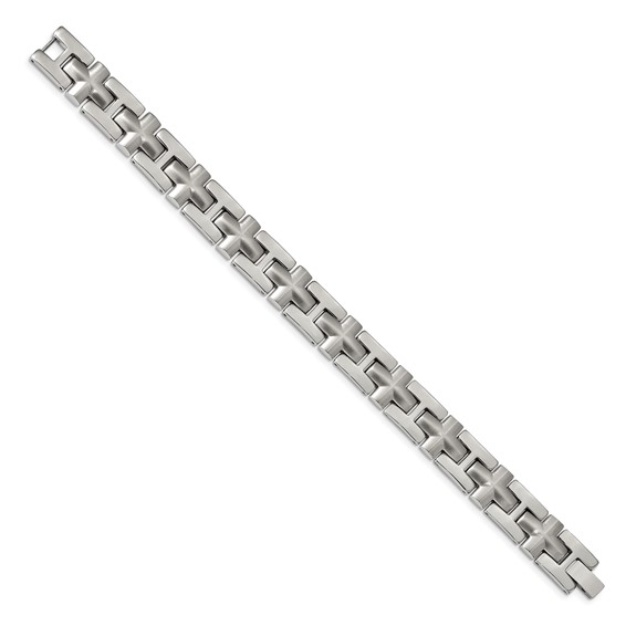 Chisel Stainless Steel Brushed and Polished 8.5 inch Cross Link Bracelet