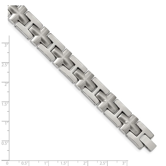 Chisel Stainless Steel Brushed and Polished 8.5 inch Cross Link Bracelet