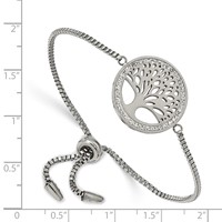 Chisel Stainless Steel Polished Bracelet with Preciosa Crystal Tree of Life Adjustable view 2