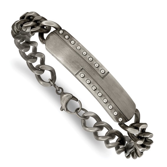 Chisel Stainless Steel Matte Finish Gun Metal IP-plated 9 inch ID Bracelet