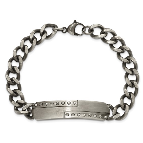 Chisel Stainless Steel Matte Finish Gun Metal IP-plated 9 inch ID Bracelet