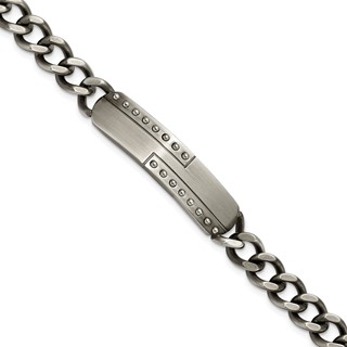 Chisel Stainless Steel Matte Finish Gun Metal IP-plated 9 inch ID Bracelet