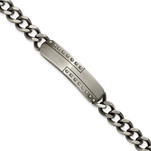 Chisel Stainless Steel Matte Finish Gun Metal IP-plated ID Bracelet, 9"