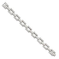 Chisel Stainless Steel Polished Open Square Link Bracelet, 8.5" view 2