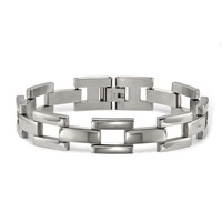 Chisel Stainless Steel Polished Open Square Link Bracelet, 8.5" view 3
