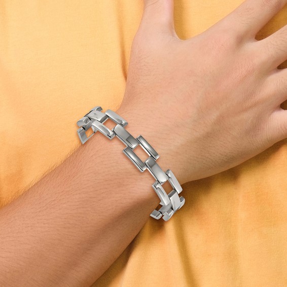 Chisel Stainless Steel Polished 8.5 inch Open Square Link Bracelet