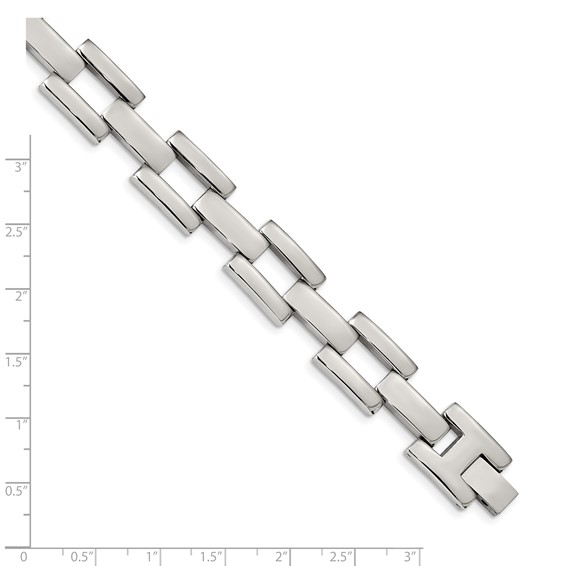 Chisel Stainless Steel Polished 8.5 inch Open Square Link Bracelet