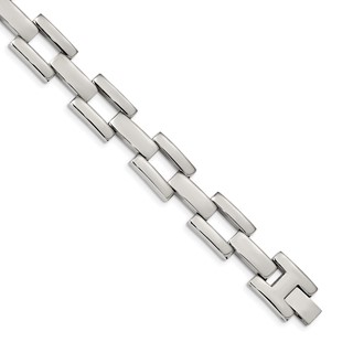 Chisel Stainless Steel Polished 8.5 inch Open Square Link Bracelet