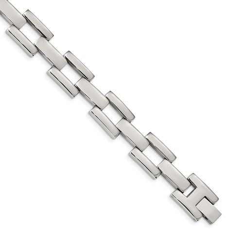 Chisel Stainless Steel Polished Open Square Link Bracelet, 8.5"