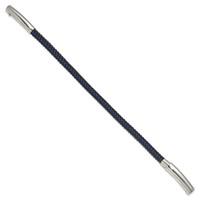 Chisel Stainless Steel Polished Blue Wire and Black Polyurethane Adjustable 7.75 to Bracelet, 8.25" view 2