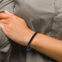 Chisel Stainless Steel Polished Blue Wire and Black Polyurethane Adjustable 7.75 to Bracelet, 8.25" view 3