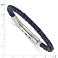 Chisel Stainless Steel Polished Blue Wire and Black Polyurethane Adjustable 7.75 to Bracelet, 8.25" view 5