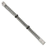 Stainless Steel Polished Black IP-plated Bracelet with.5in Ext., 8" view 2