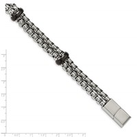 Stainless Steel Polished Black IP-plated Bracelet with.5in Ext., 8" view 3