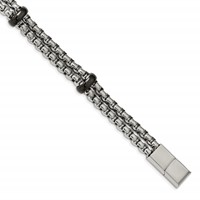 Stainless Steel Polished Black IP-plated Bracelet with.5in Ext., 8" view 1