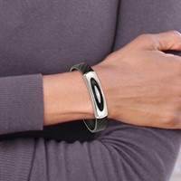 Stainless Steel Polished Black Leather Bracelet, 8" view 3