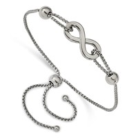 Chisel Stainless Steel Polished Infinity Symbol Adjustable Bracelet view 1
