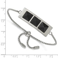 Stainless Steel Brushed and Polished Bracelet with Solid Blk Carbon Fiber Adj view 2