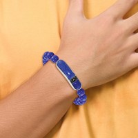 Chisel Stainless Steel Polished Enameled 10.5mm Lapis Beaded Stretch Dad ID Bracelet view 3
