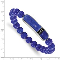 Chisel Stainless Steel Polished Enameled 10.5mm Lapis Beaded Stretch Dad ID Bracelet view 2