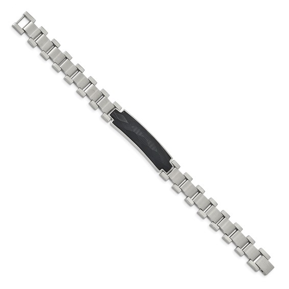 Chisel Stainless Steel Brushed and Polished with Solid Carbon Fiber Inlay 8.25 inch Bracelet