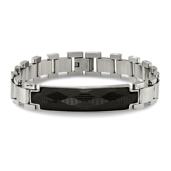 Chisel Stainless Steel Brushed and Polished with Solid Carbon Fiber Inlay 8.25 inch Bracelet