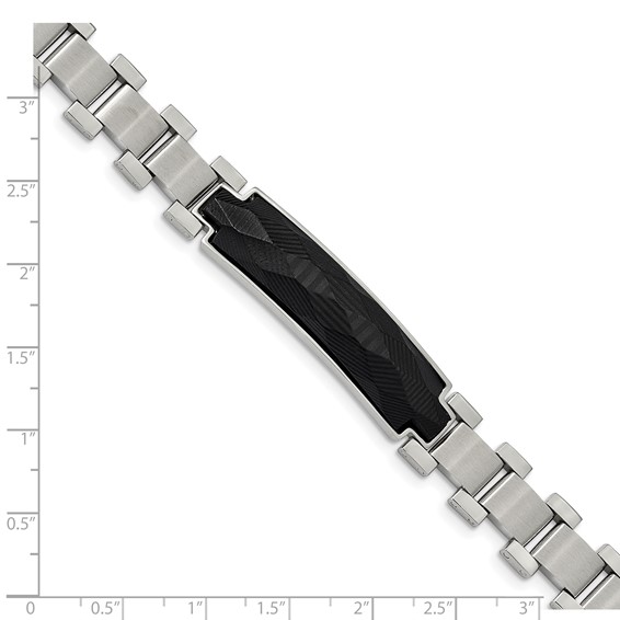 Chisel Stainless Steel Brushed and Polished with Solid Carbon Fiber Inlay 8.25 inch Bracelet