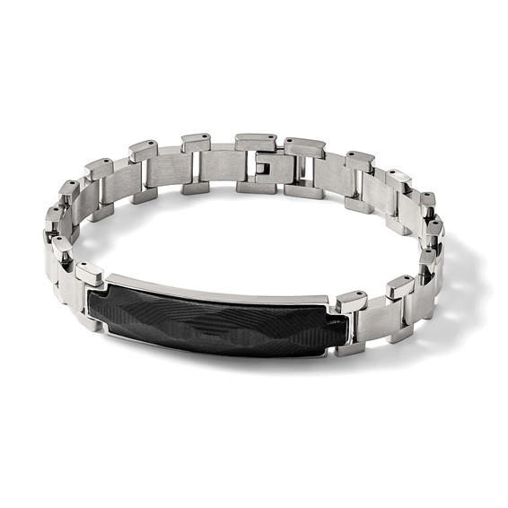 Chisel Stainless Steel Brushed and Polished with Solid Carbon Fiber Inlay 8.25 inch Bracelet