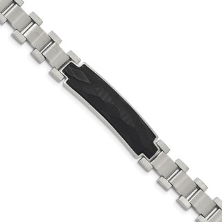 Chisel Stainless Steel Brushed and Polished with Solid Carbon Fiber Inlay 8.25 inch Bracelet
