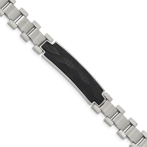 Chisel Stainless Steel Brushed and Polished Bracelet with Solid Carbon Fiber Inlay, 8.25"