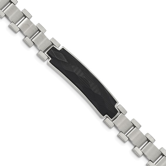 Chisel Stainless Steel Brushed and Polished with Solid Carbon Fiber Inlay 8.25 inch Bracelet