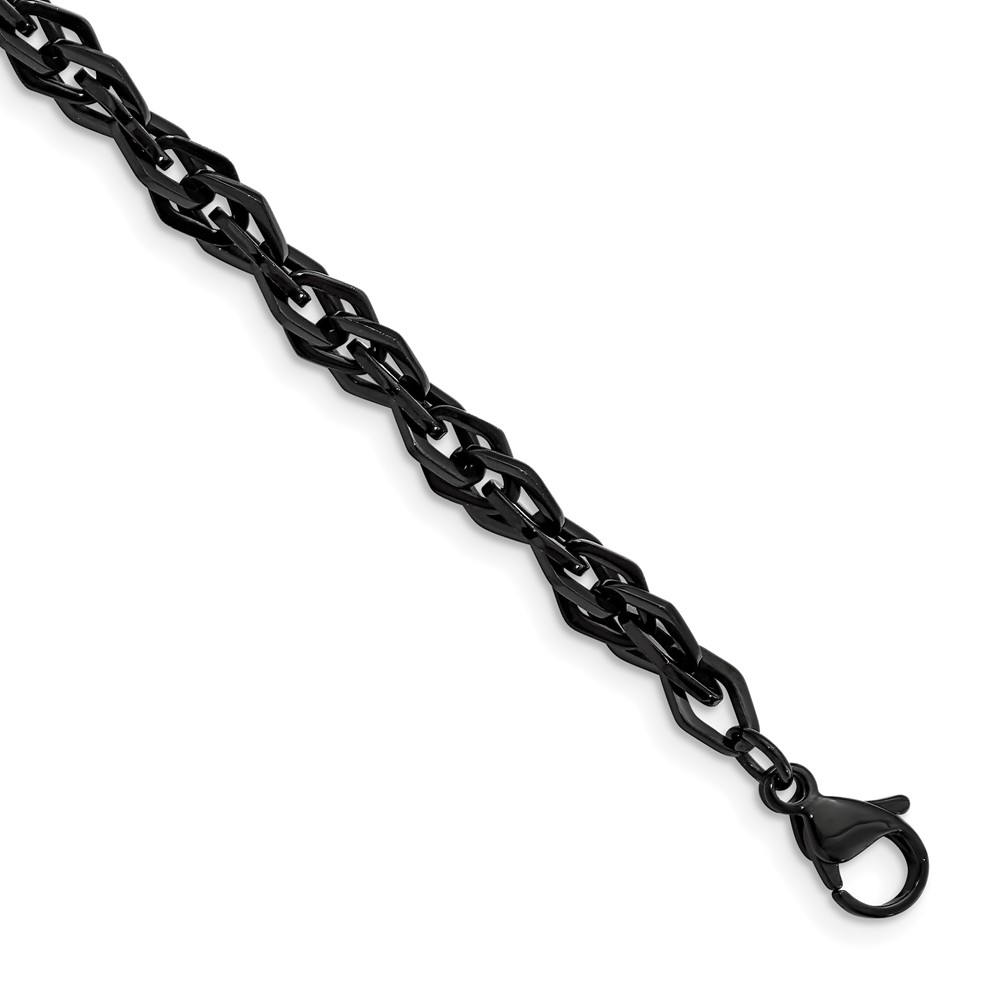 Stainless Steel Polished Black IP-plated 9in Bracelet